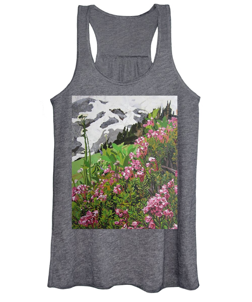 Floral Women's Tank Top featuring the painting Spring on Mount Rainier by Leah Tomaino