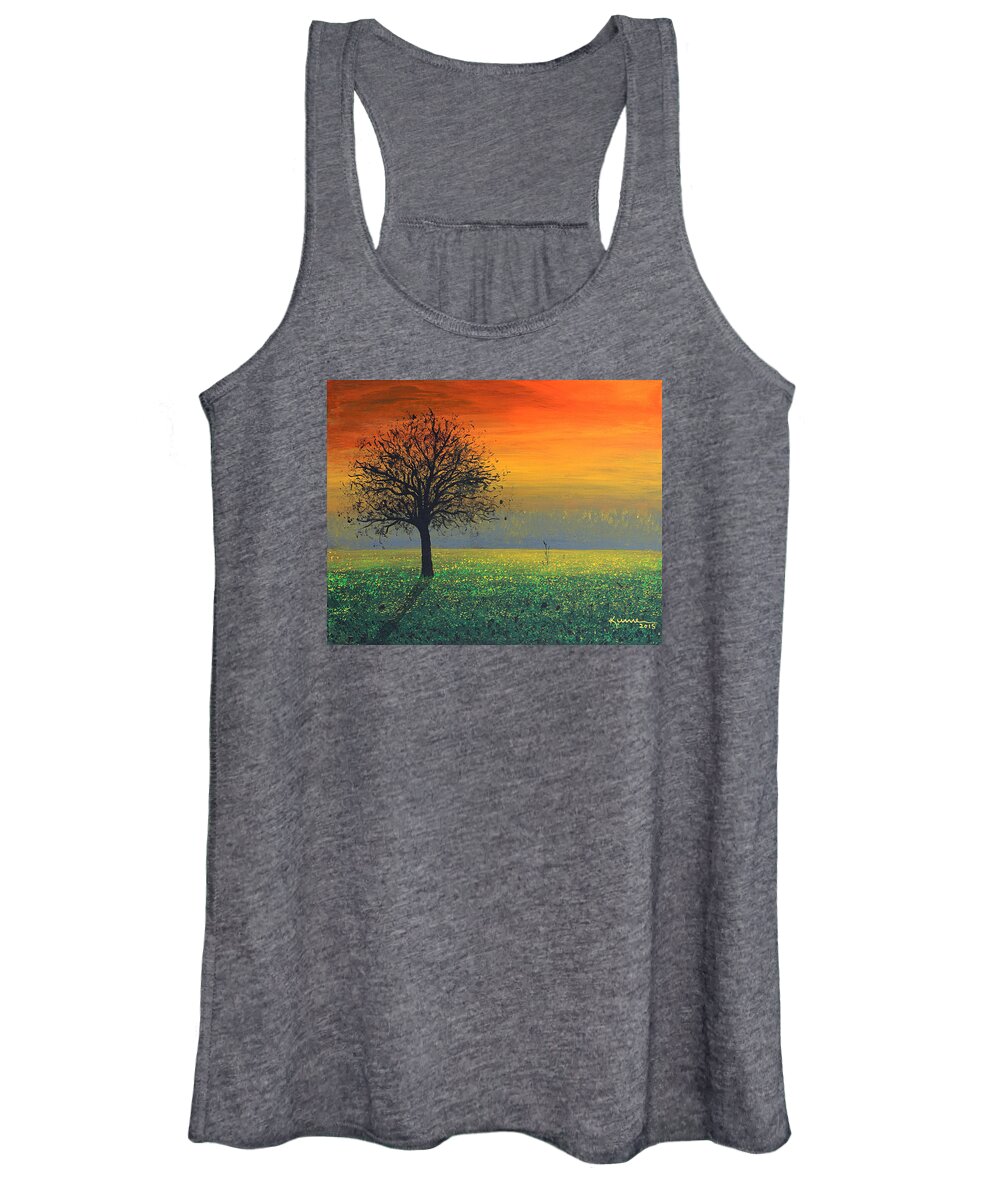 Sprinkles Of The Evening Sun Women's Tank Top featuring the painting Sprinkles of the Evening Sun by Kume Bryant