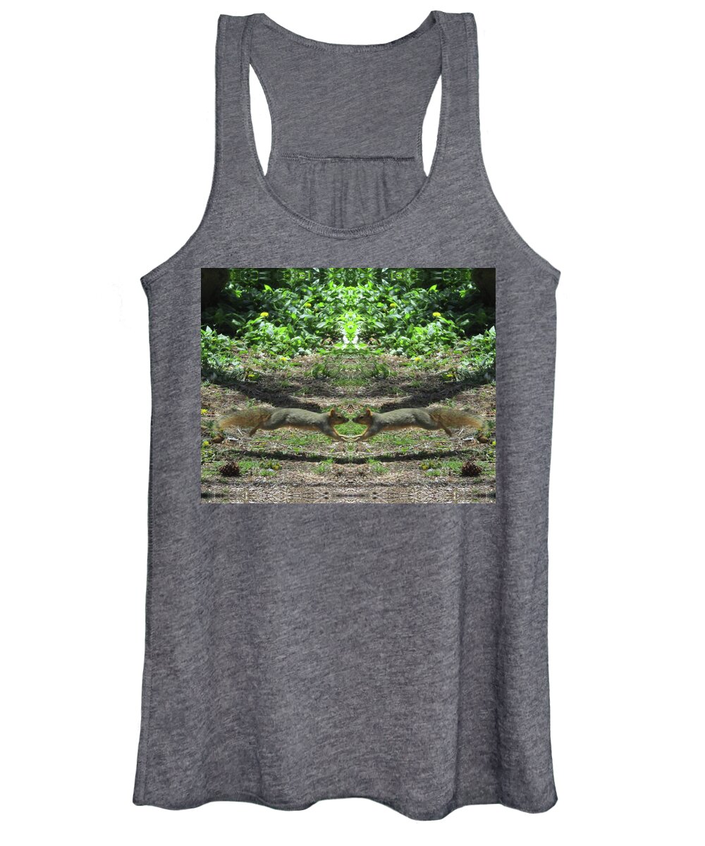 Squirrels Women's Tank Top featuring the digital art Squirrels Coming Together for a Kiss by Julia L Wright