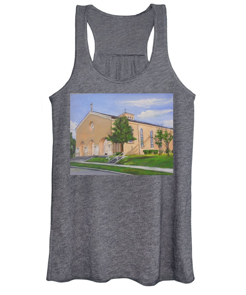 Catholic Women's Tank Top featuring the painting St Agnes Catholic Baton Rouge by Bryan Bustard