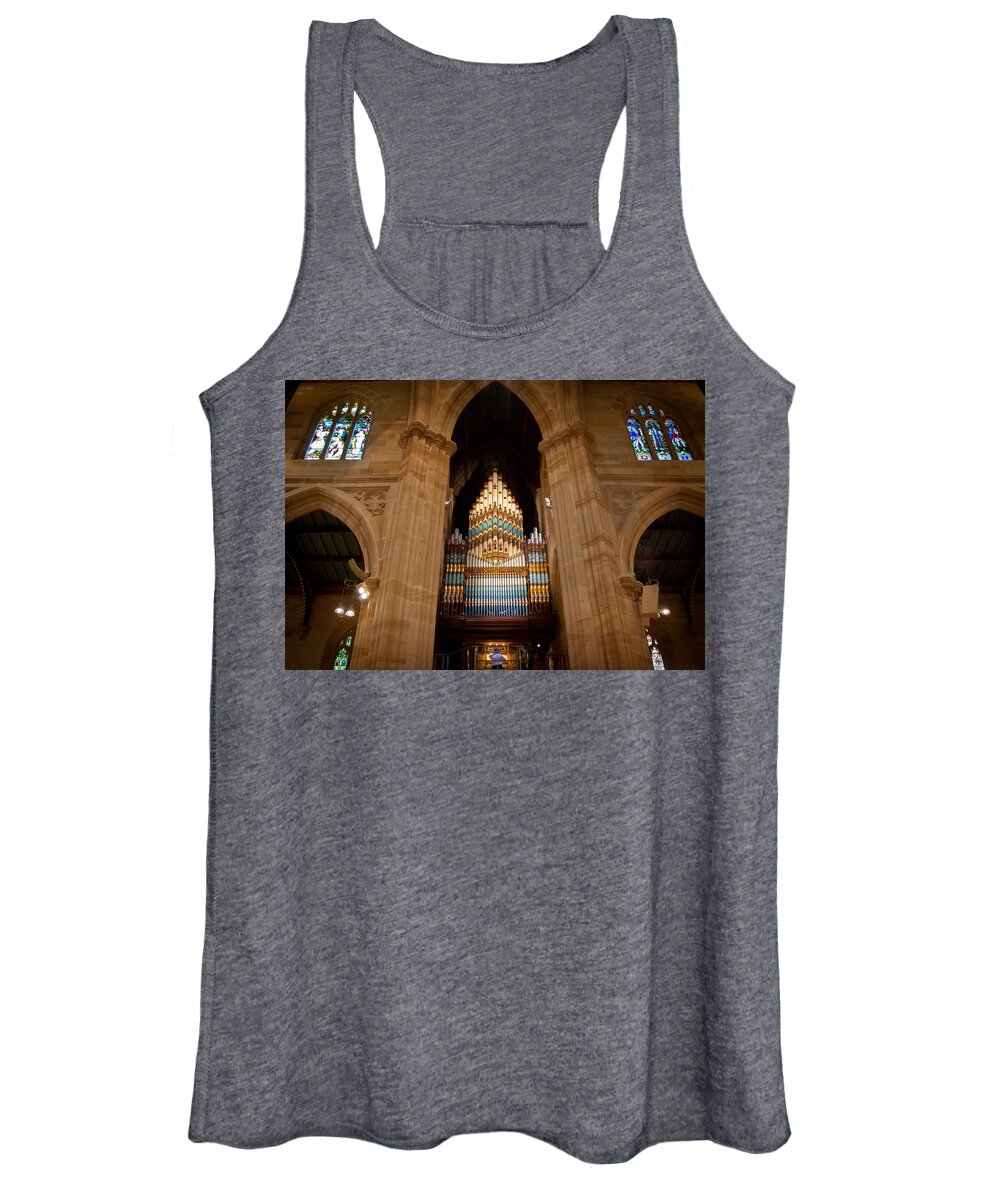 Pipe Organ Women's Tank Top featuring the photograph St Andrew's Cathedral Sydney by Jenny Setchell