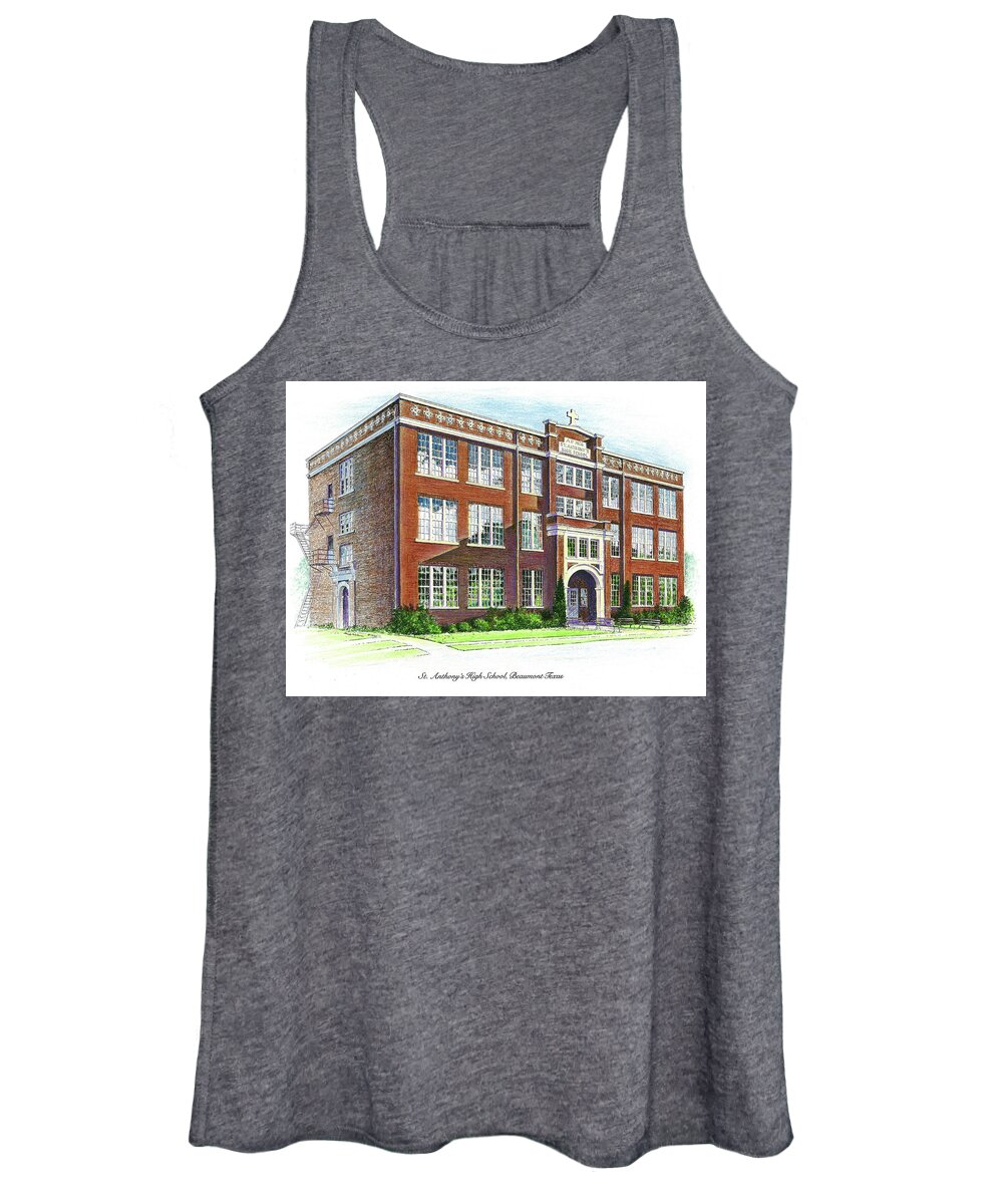 St. Anthony's Women's Tank Top featuring the drawing St. Anthony's High School by Randy Welborn