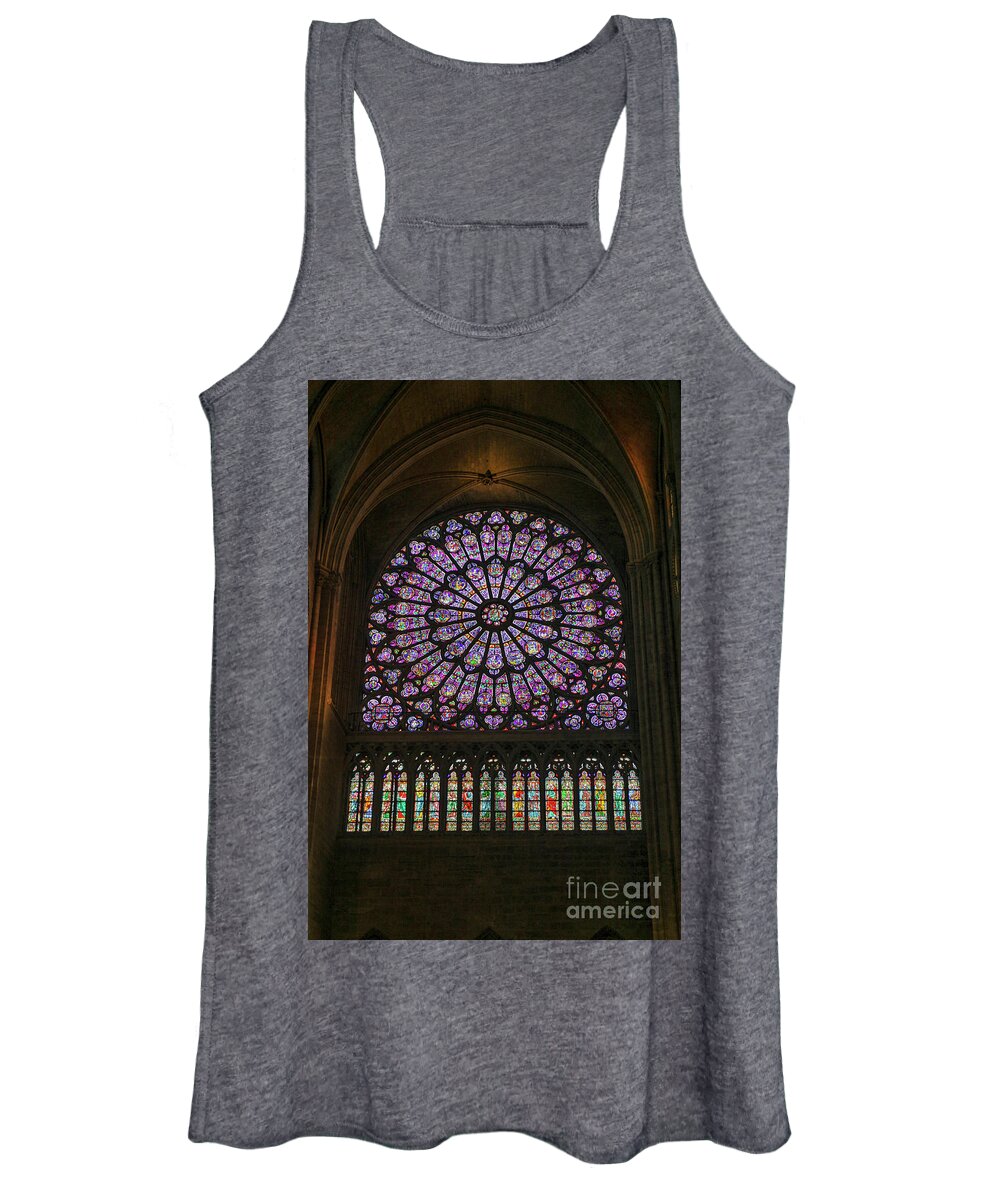 Antique Women's Tank Top featuring the photograph Stained glass window of the Notre Dame by Patricia Hofmeester