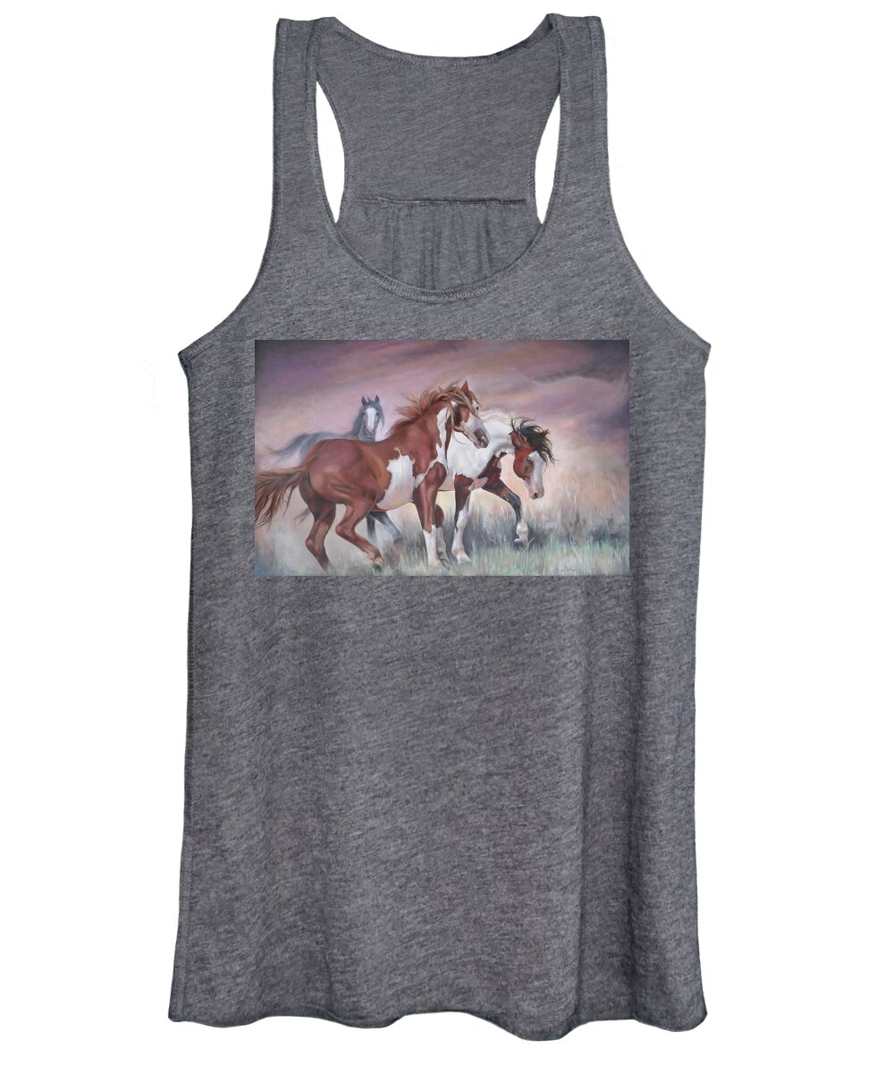 Equine Art Women's Tank Top featuring the painting Standing Ground by Karen Kennedy Chatham