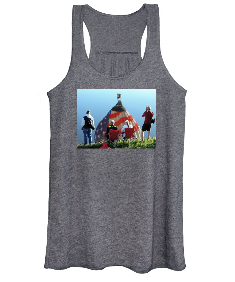 Hot Air Balloon Women's Tank Top featuring the painting Star Spangled Morning by Tom Riggs