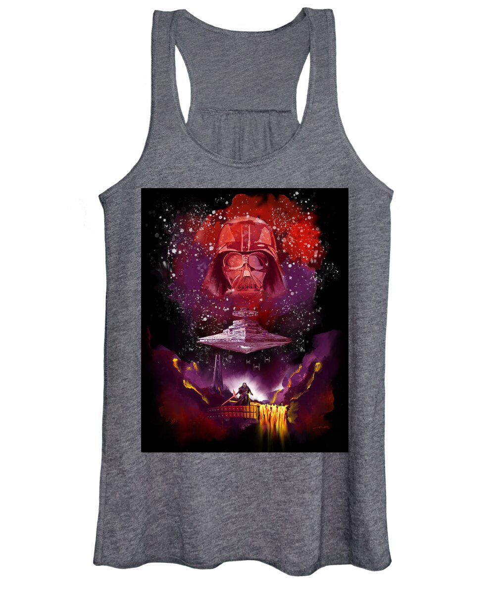 Star Women's Tank Top featuring the painting Star Wars - Legacy of the Empire by Nelson Ruger