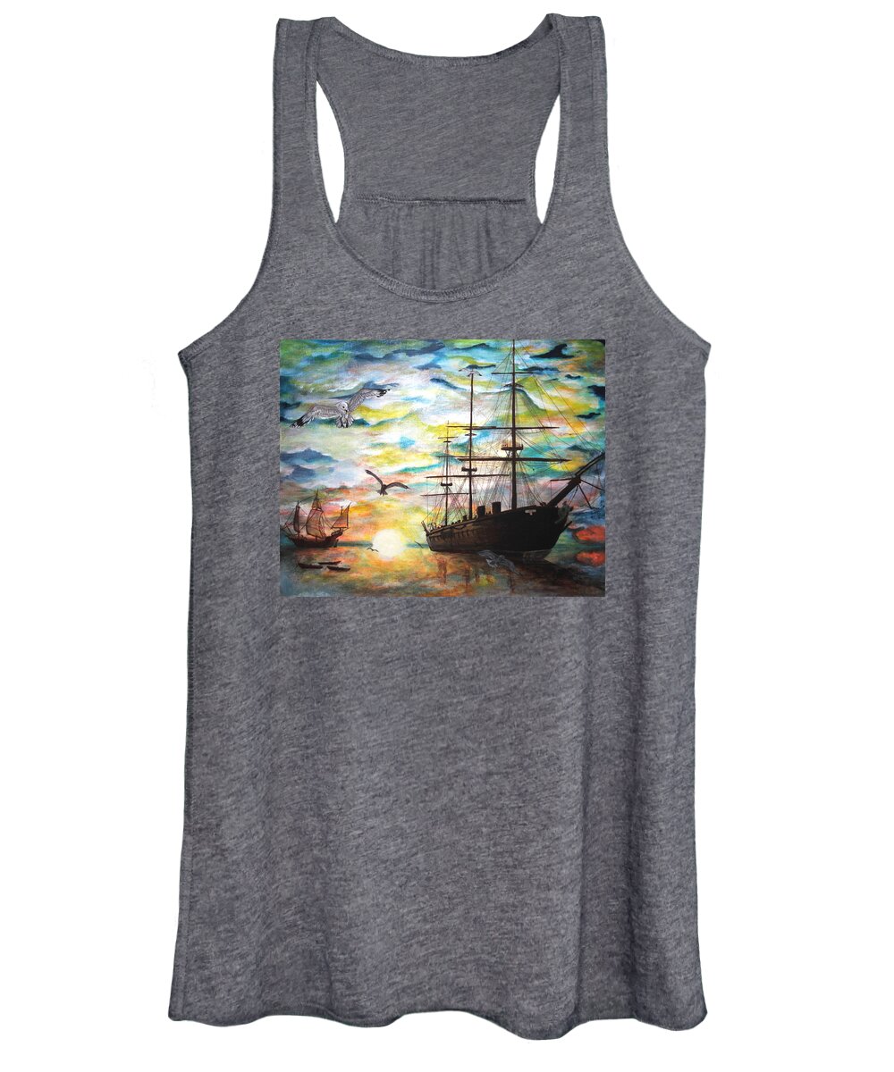 Ships Women's Tank Top featuring the painting Starboard Flight by Vallee Johnson