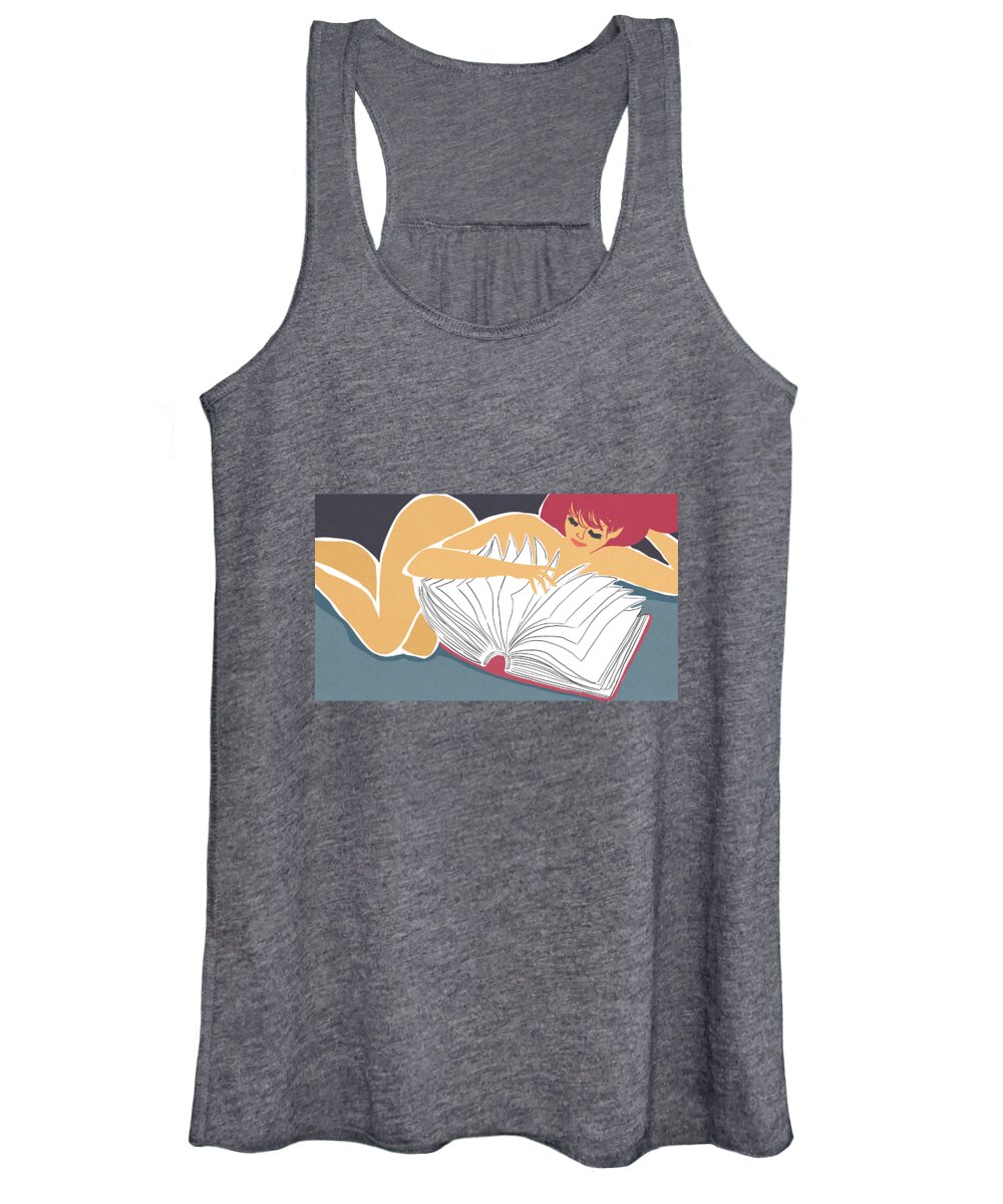 Books Women's Tank Top featuring the mixed media Stay Up Late Reading by Little Bunny Sunshine