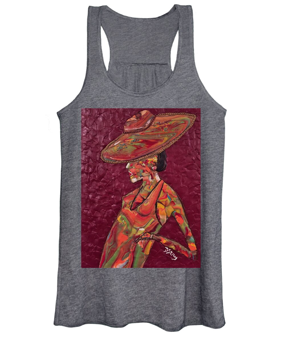 Portrait Women's Tank Top featuring the mixed media Stepping Out by Deborah Stanley