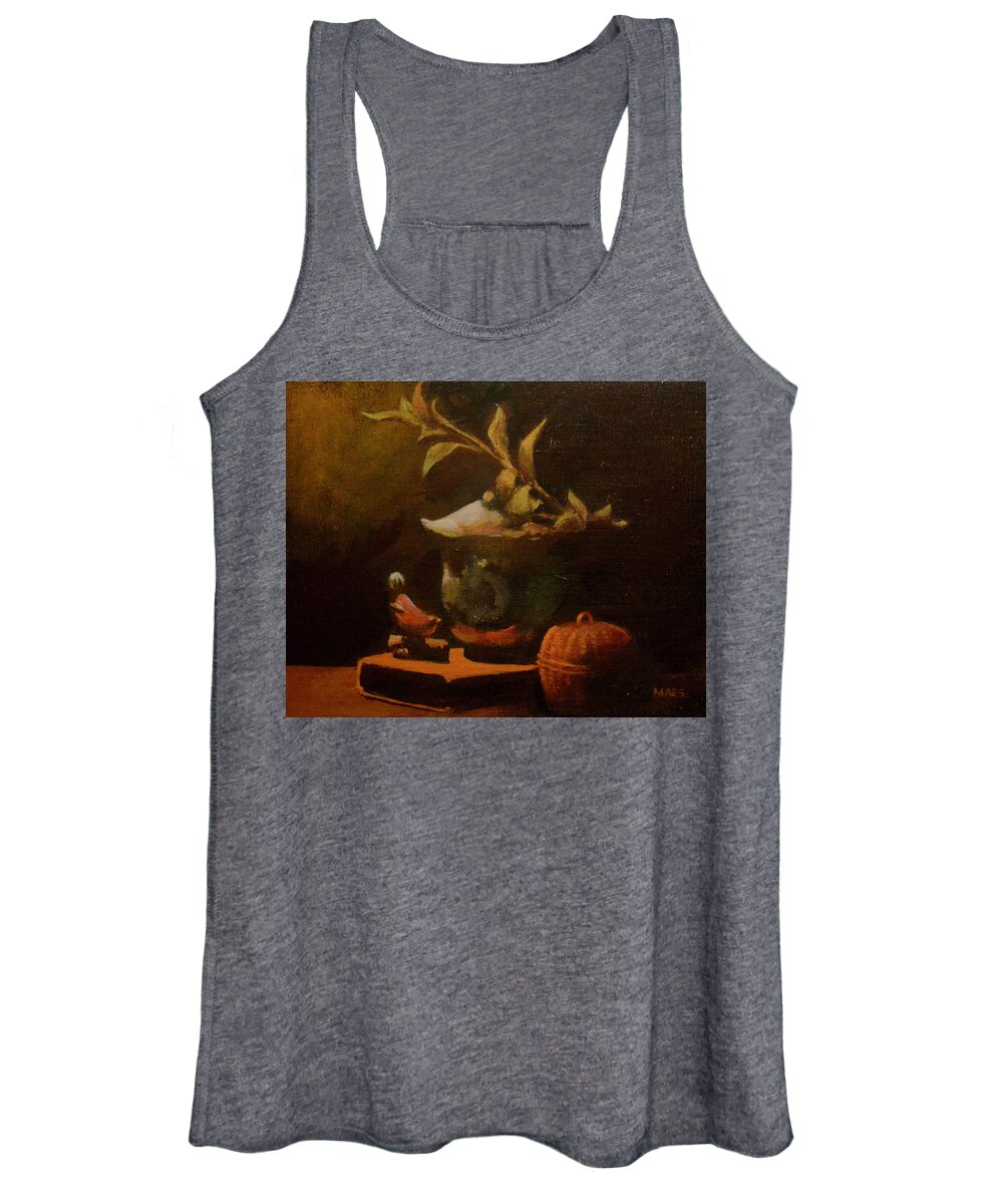 Walt Maes Women's Tank Top featuring the painting Still life of Chinese jar by Walt Maes