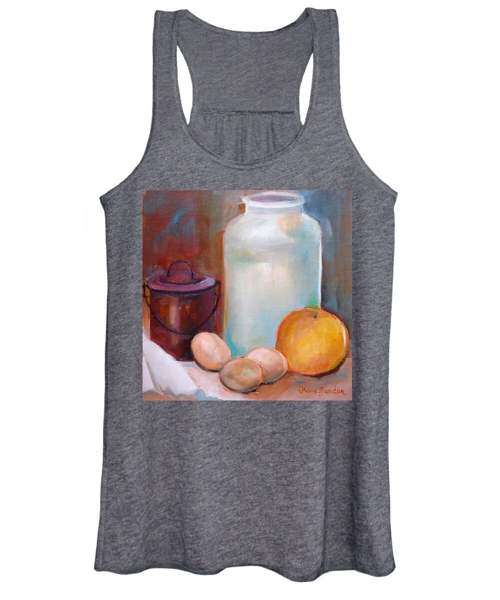  Women's Tank Top featuring the painting Still life with eggs by Kim PARDON