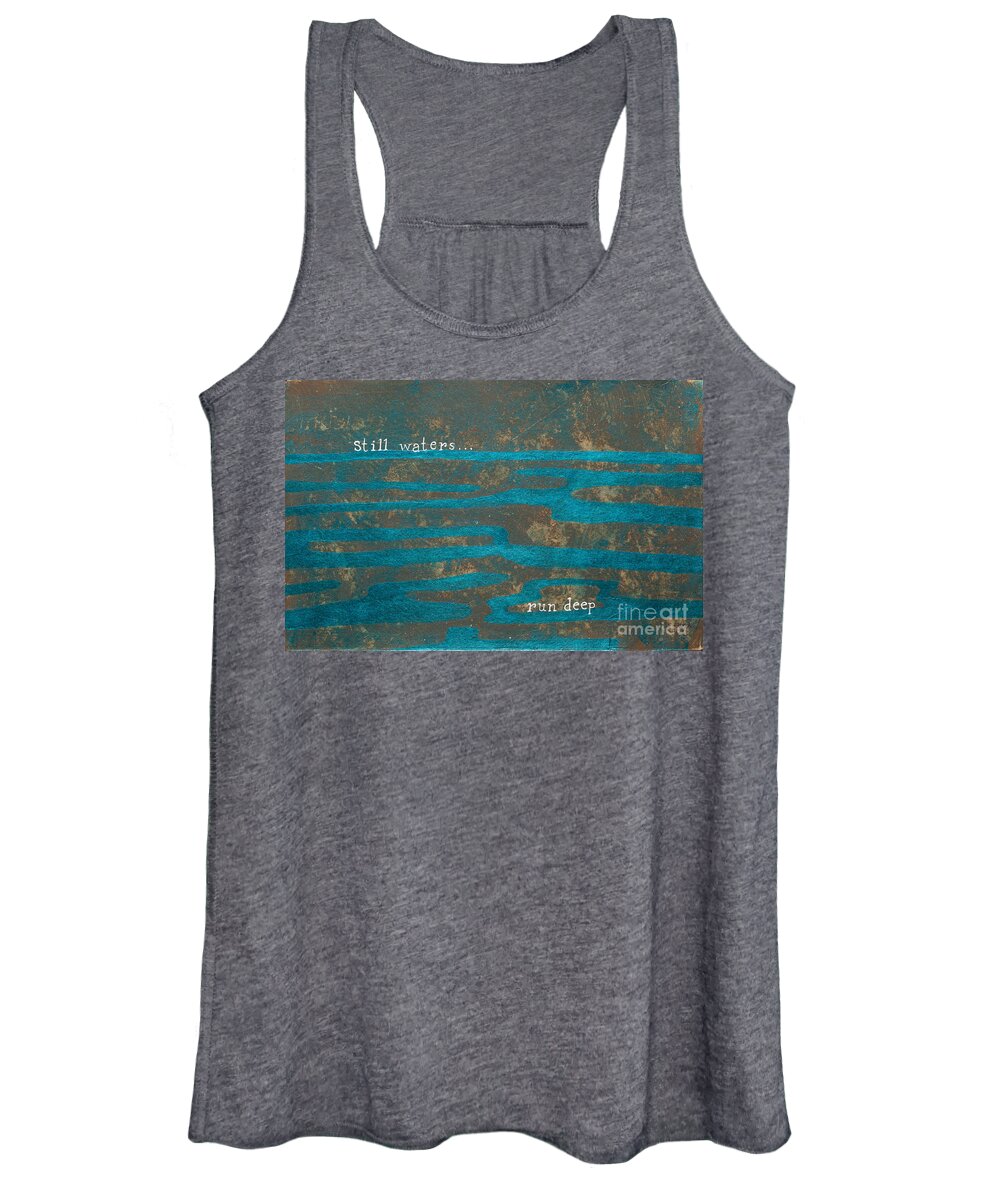 Abstract Women's Tank Top featuring the painting Still waters run deep by Stefanie Forck