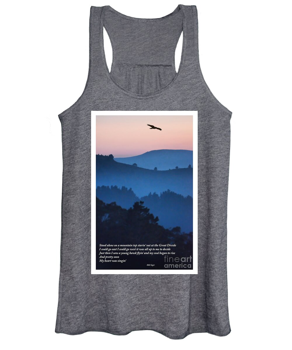 Sunset Women's Tank Top featuring the photograph Stood Alone on the Mountain Top by Jim Fitzpatrick