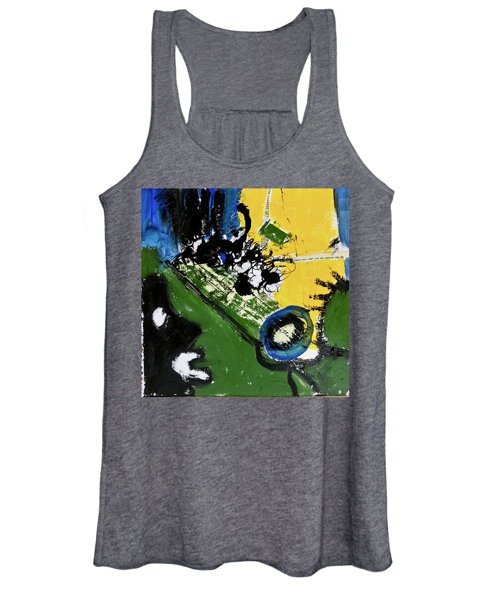 Abstract Women's Tank Top featuring the painting Street Brawl Gawkers by Carole Johnson
