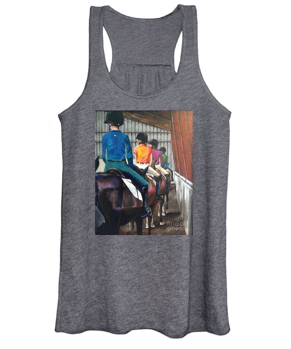 Horse Women's Tank Top featuring the painting Students Learning by Kathy Laughlin