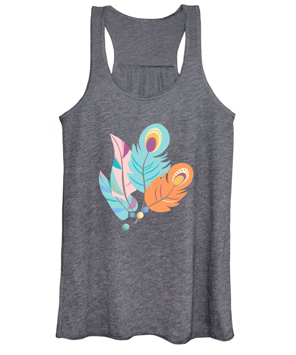 Feather Women's Tank Top featuring the painting Stylized Peacock Feather Design by Little Bunny Sunshine