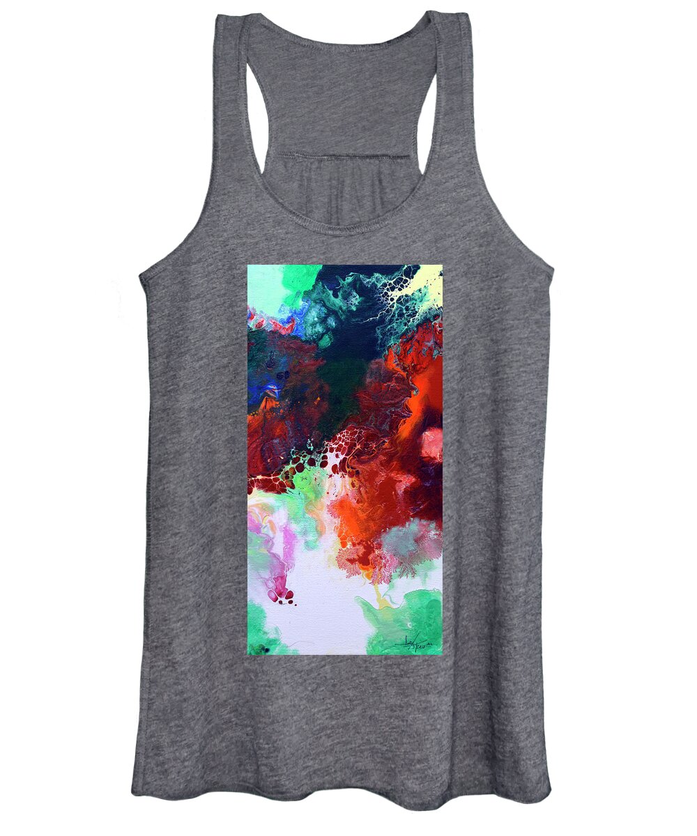 Original Abstract Women's Tank Top featuring the painting Subtle Vibrations, Canvas Five of Five by Sally Trace