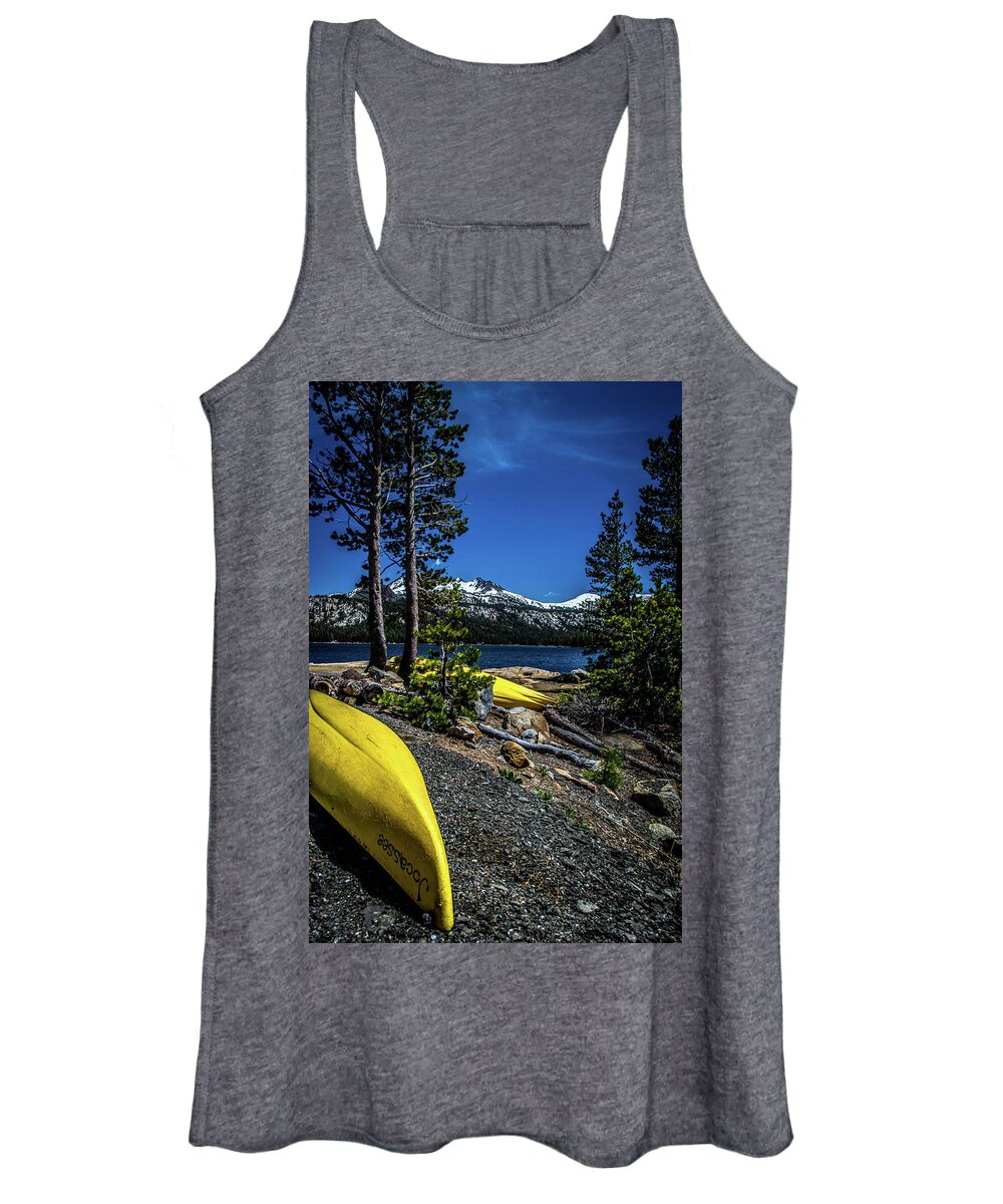 Kayak Women's Tank Top featuring the photograph Summer in the Sierra by Steph Gabler