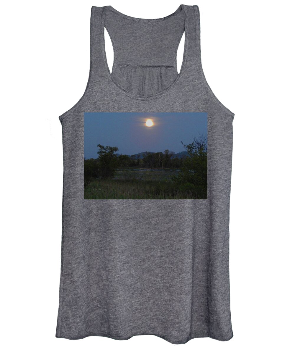 Summer Women's Tank Top featuring the photograph Summer Solstice Full Moon by Wild Thing