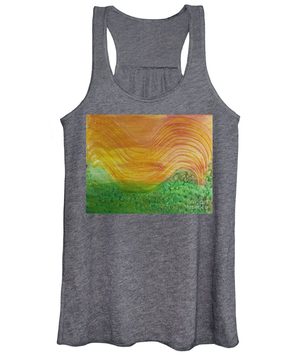 Sun Women's Tank Top featuring the painting Sun and Grass in Harmony by Sarahleah Hankes