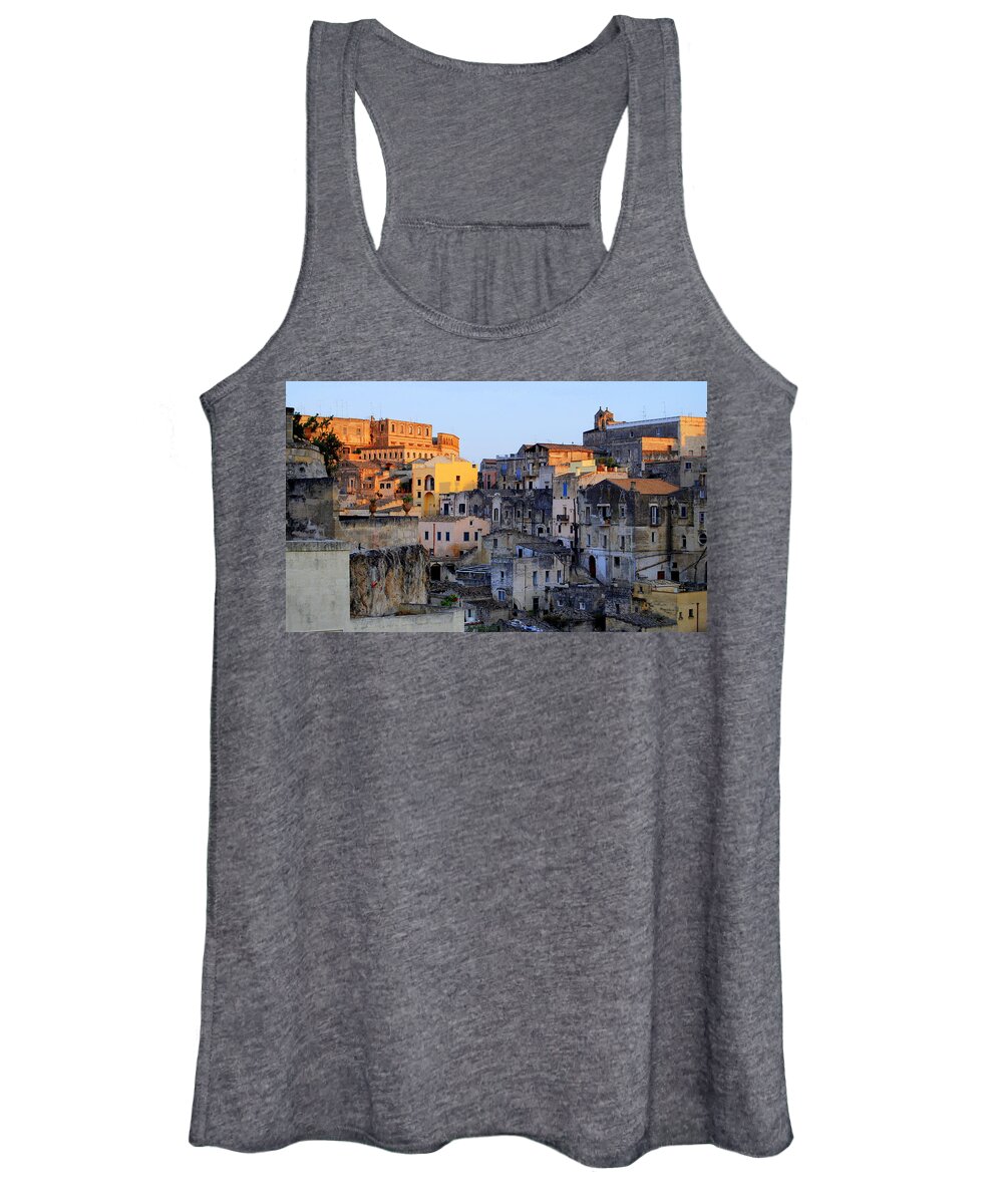 Italy Women's Tank Top featuring the photograph Sun Setting over Sassi by Caroline Stella