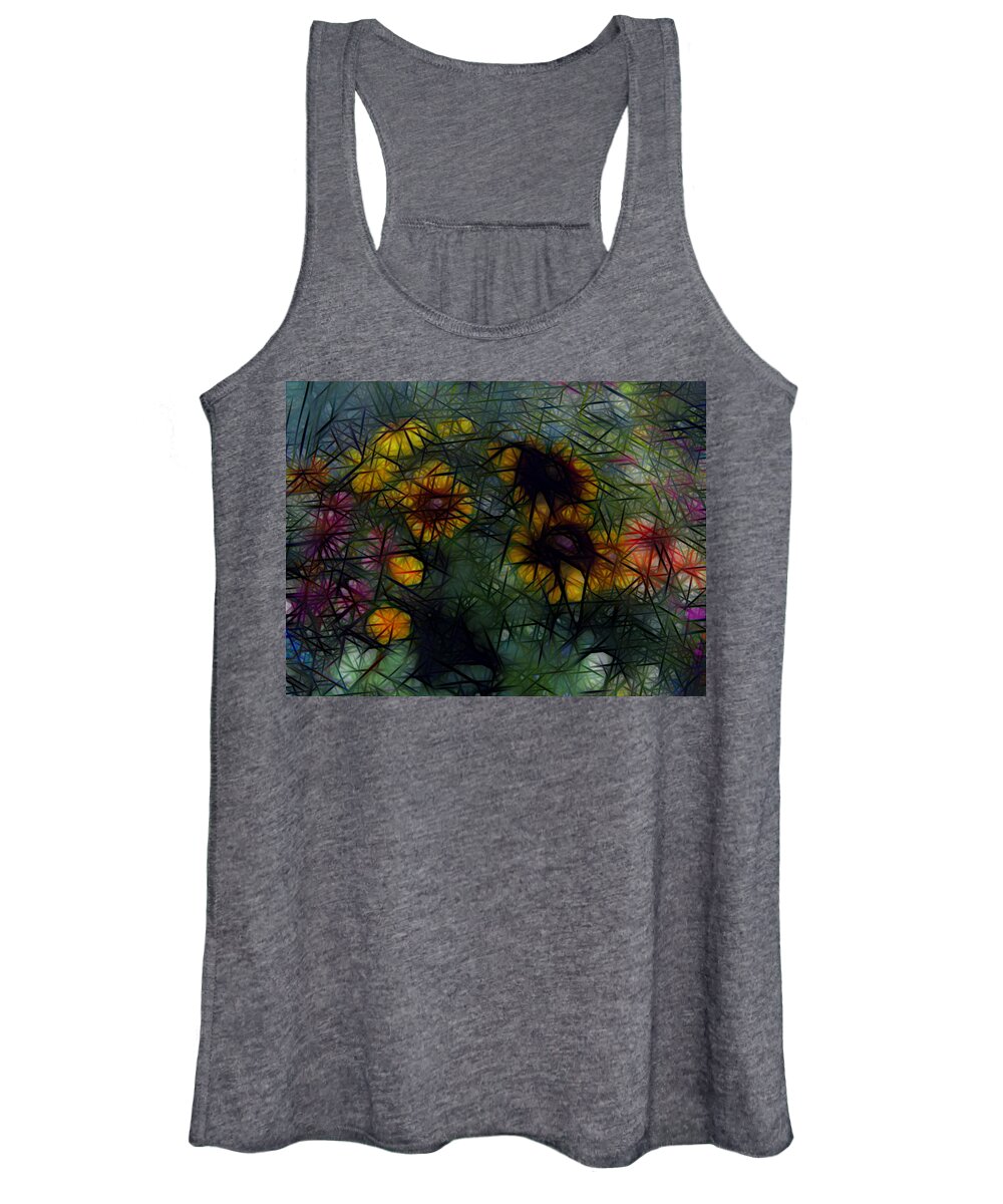 Flowers Women's Tank Top featuring the digital art Sunflower Streaks by Carol Crisafi