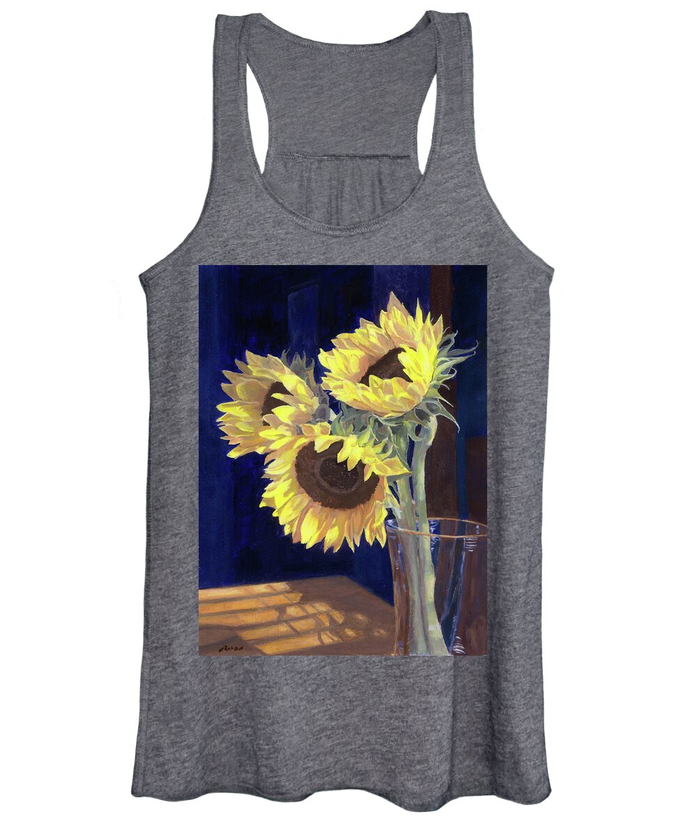 Sunflowers Women's Tank Top featuring the painting Sunflowers and Light by Lynne Reichhart