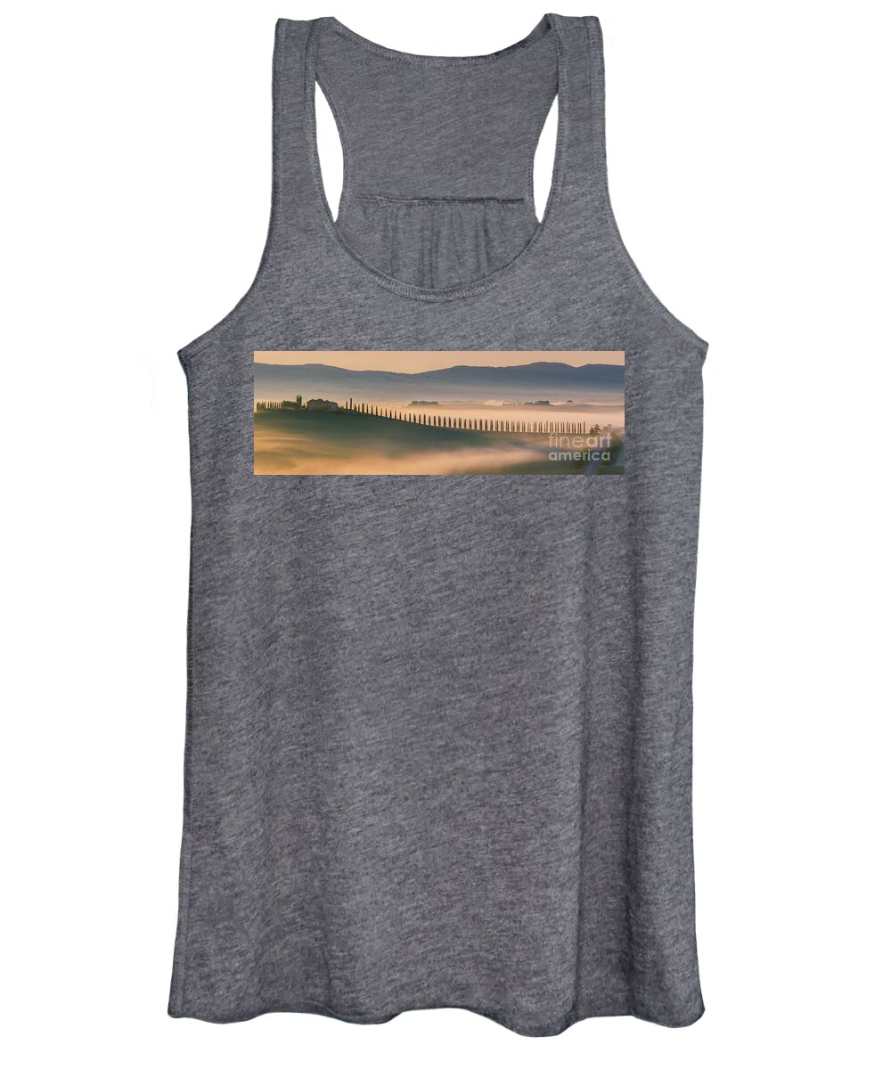 Agriturismo Women's Tank Top featuring the photograph Sunrise at Agriturismo Poggio Covili by Henk Meijer Photography