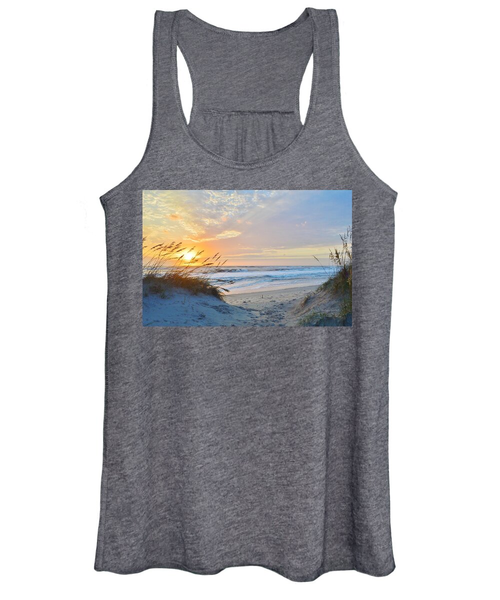 Obx Sunrise Women's Tank Top featuring the photograph Sunrise at Pea Island, NC by Barbara Ann Bell