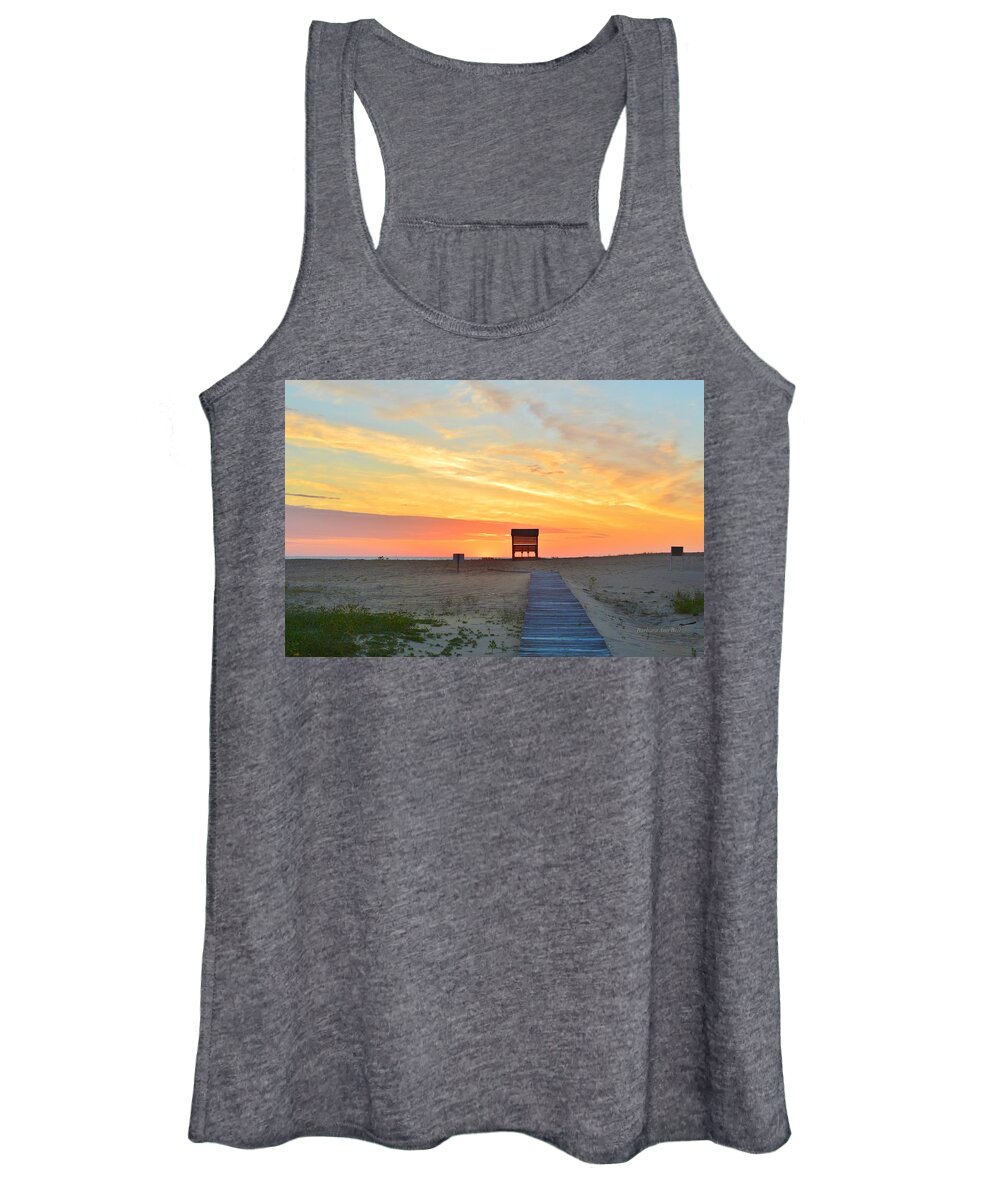 Obx Sunrise Women's Tank Top featuring the photograph Sunrise at Peggys Bench by Barbara Ann Bell
