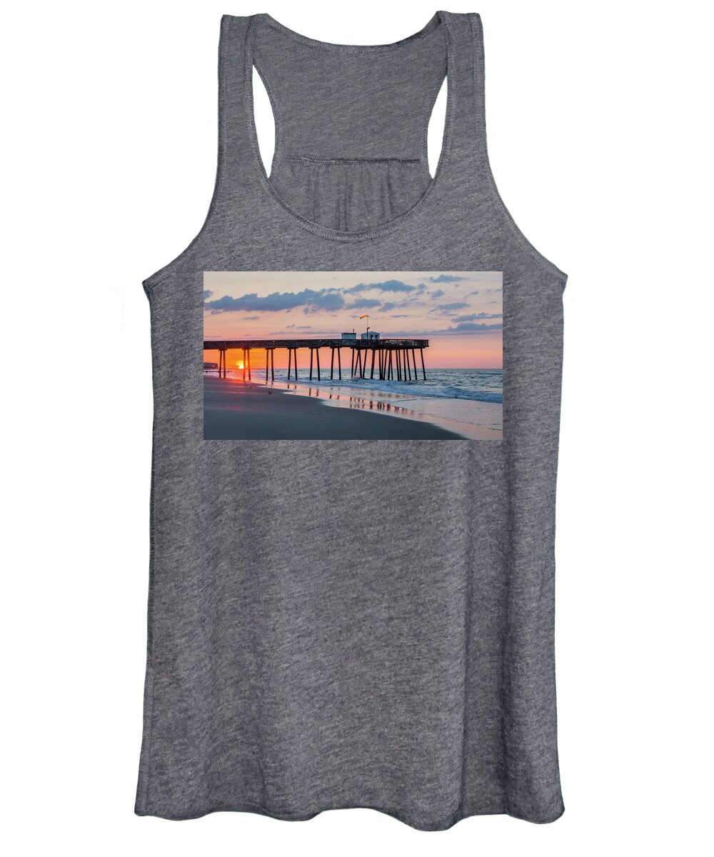 Ocean City New Jersey Women's Tank Top featuring the photograph Sunrise Ocean City Fishing Pier by Photographic Arts And Design Studio