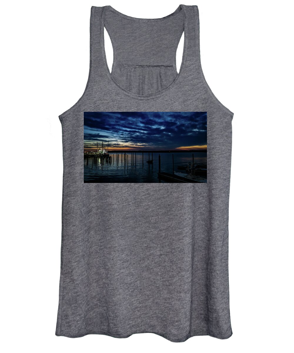 Sunset Women's Tank Top featuring the photograph Sunset At The Dock by Ant Pruitt