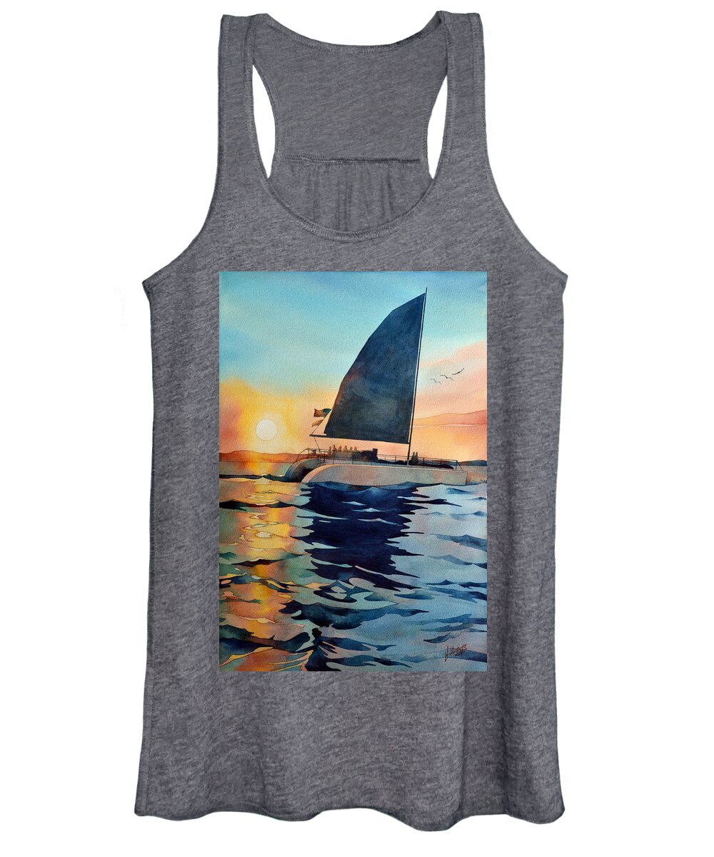 Water Women's Tank Top featuring the painting Sunset Boulevard by Mick Williams