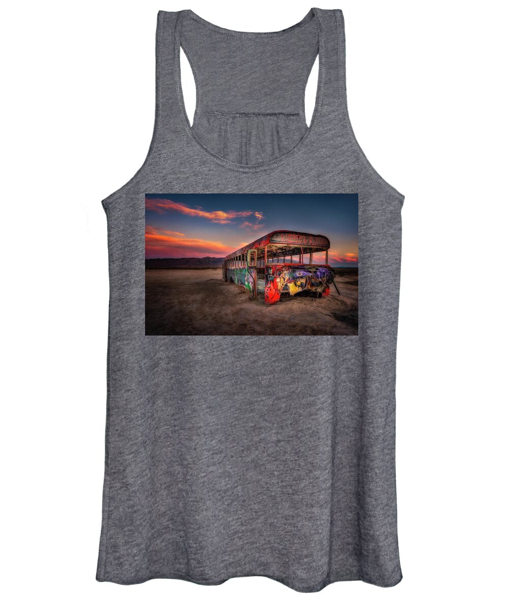 Sunset Women's Tank Top featuring the photograph Sunset Bus Tour by Michael Ash