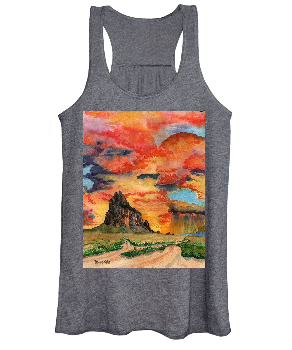 Tim Gordon Women's Tank Top featuring the painting Sunset in the west by Timithy L Gordon