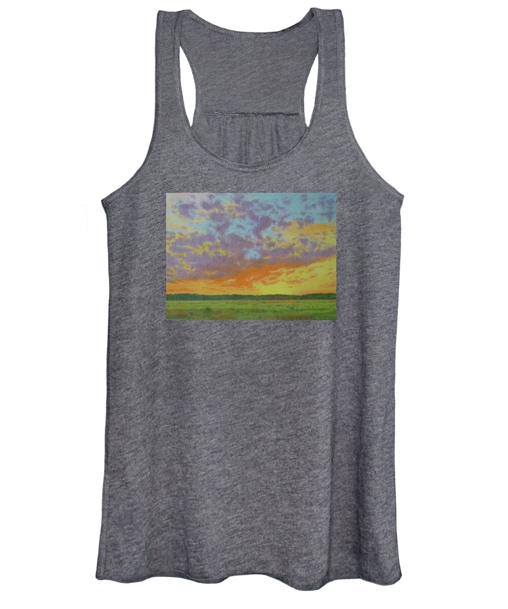 Montana Landscapes Women's Tank Top featuring the pastel Sunset near Miles City by Cris Fulton