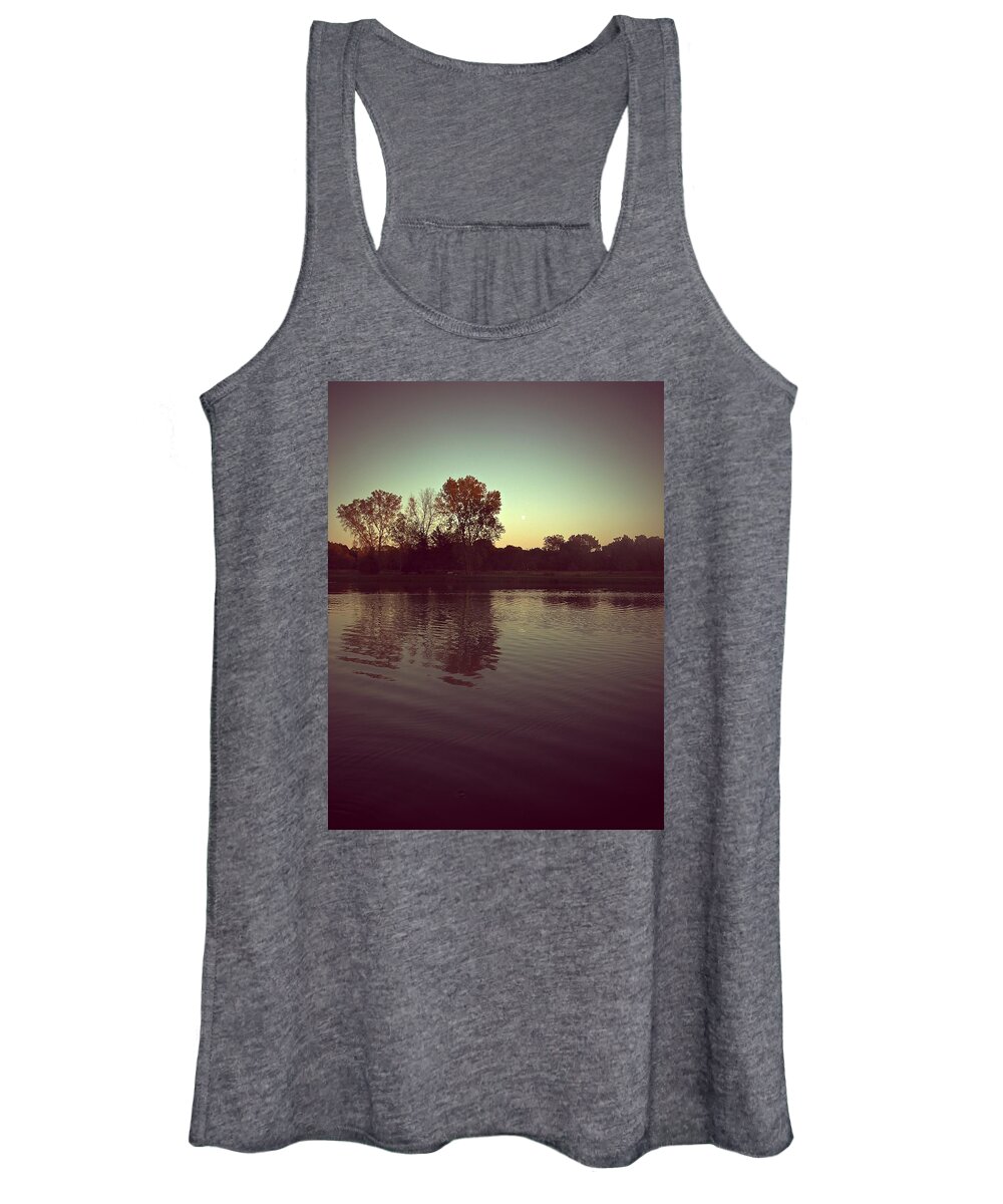 Sunset Women's Tank Top featuring the photograph Sunset on the Lake by Little Bunny Sunshine