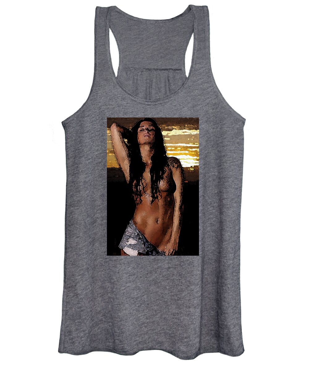  Women's Tank Top featuring the painting Sunset's Passion. by Shlomo Zangilevitch