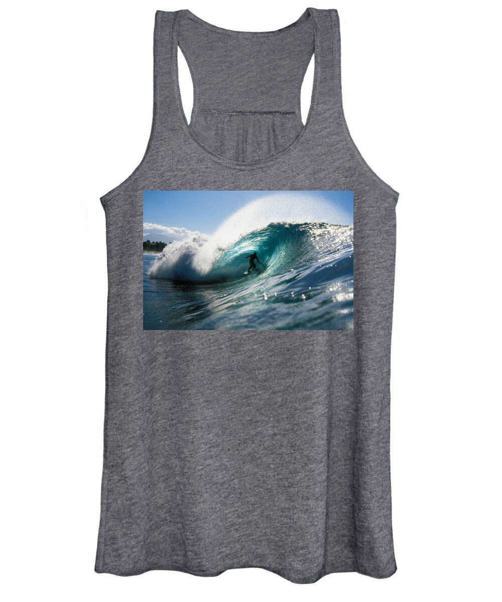 Adrenaline Women's Tank Top featuring the photograph Surfer At Pipeline by Vince Cavataio - Printscapes