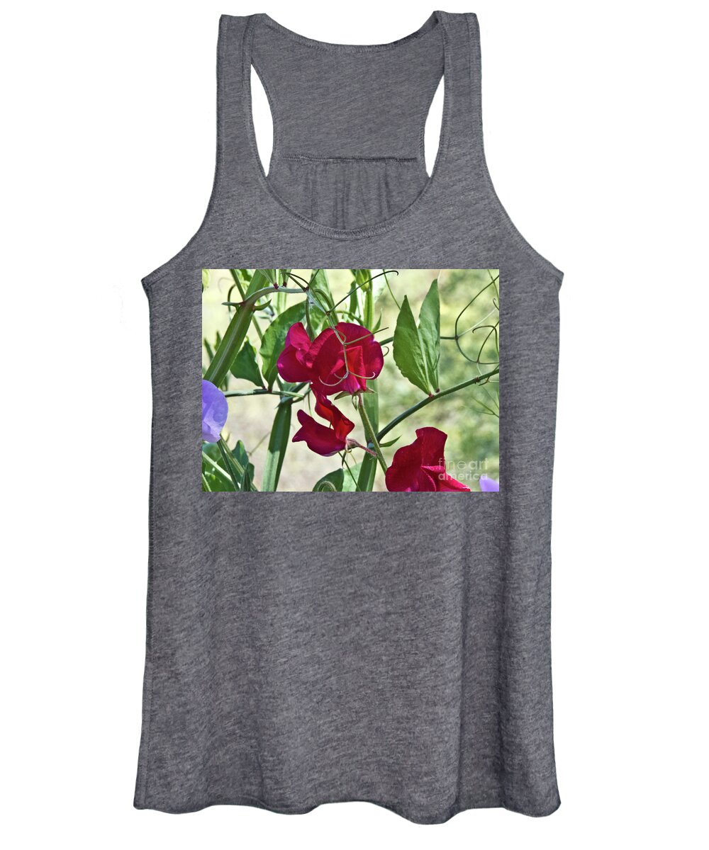 Boyce Thompson Arboretum Women's Tank Top featuring the photograph Sweet Peas in the Shade by Kathy McClure