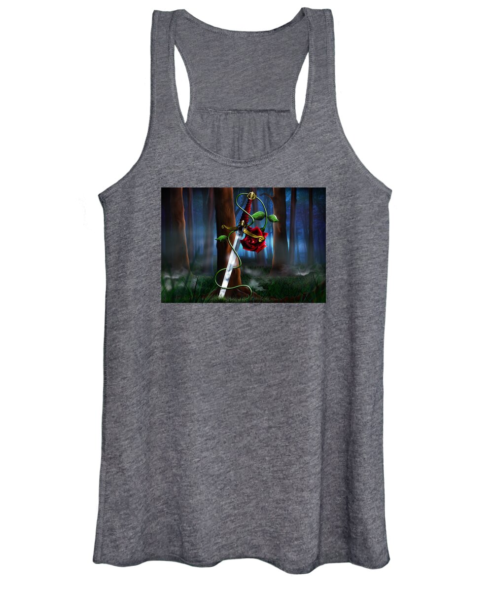 Sword Women's Tank Top featuring the digital art Sword and Rose by Alessandro Della Pietra
