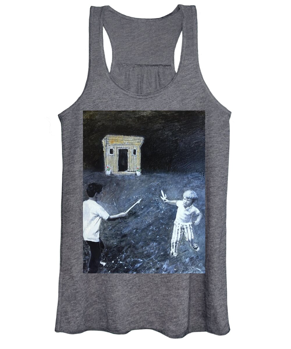 Boys Women's Tank Top featuring the painting Sword Fight by Leah Tomaino