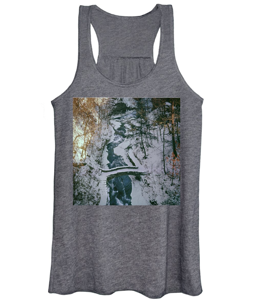 T31501 Women's Tank Top featuring the photograph T-31501 Gorge on Cornell University Campus by Ed Cooper Photography