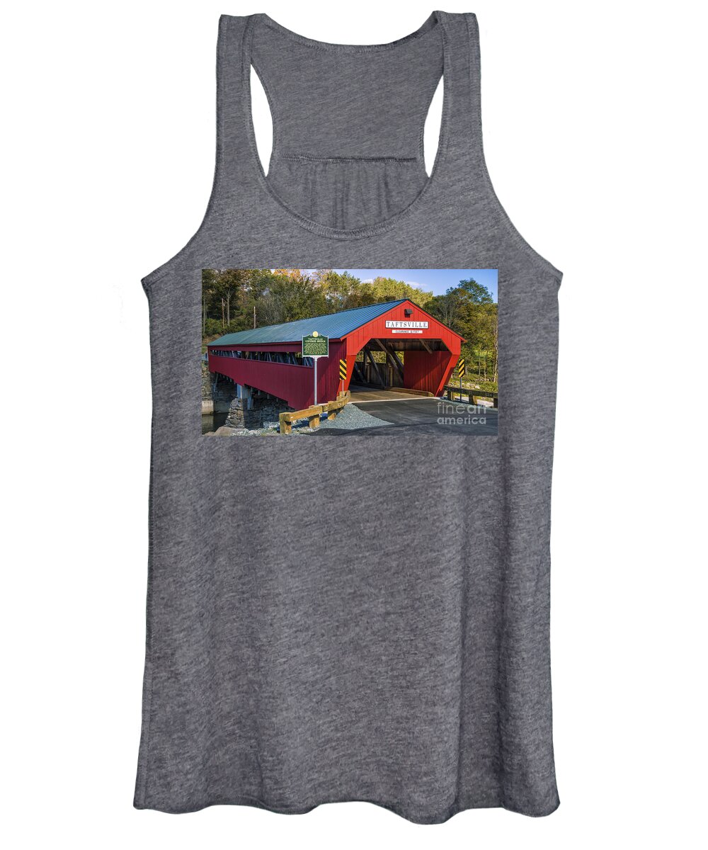 Covered Bridge Women's Tank Top featuring the photograph Taftsville Covered Bridge. by Scenic Vermont Photography