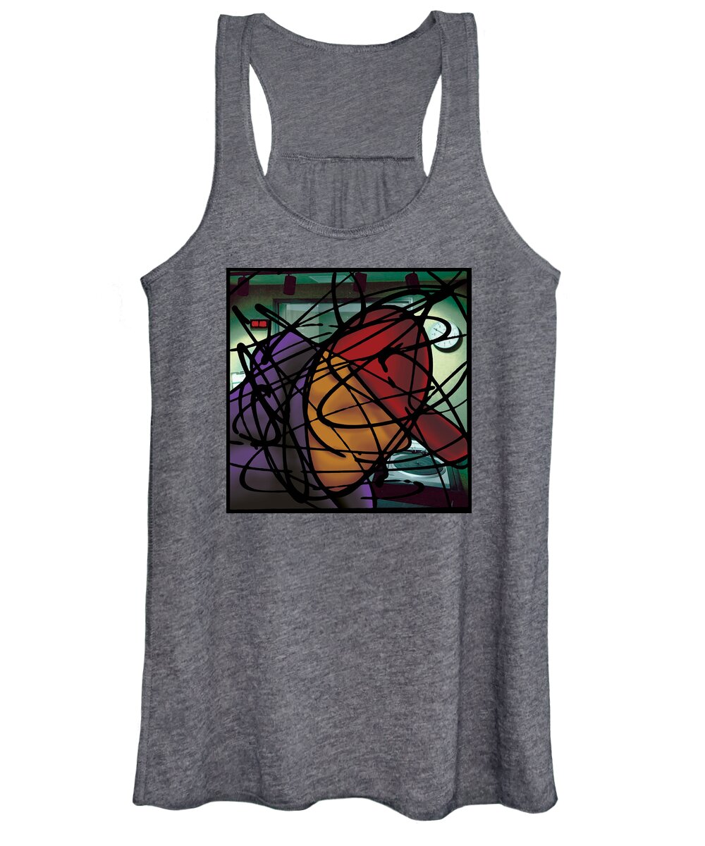 Abstract Women's Tank Top featuring the painting The B-Boy As DJ by Ismael Cavazos