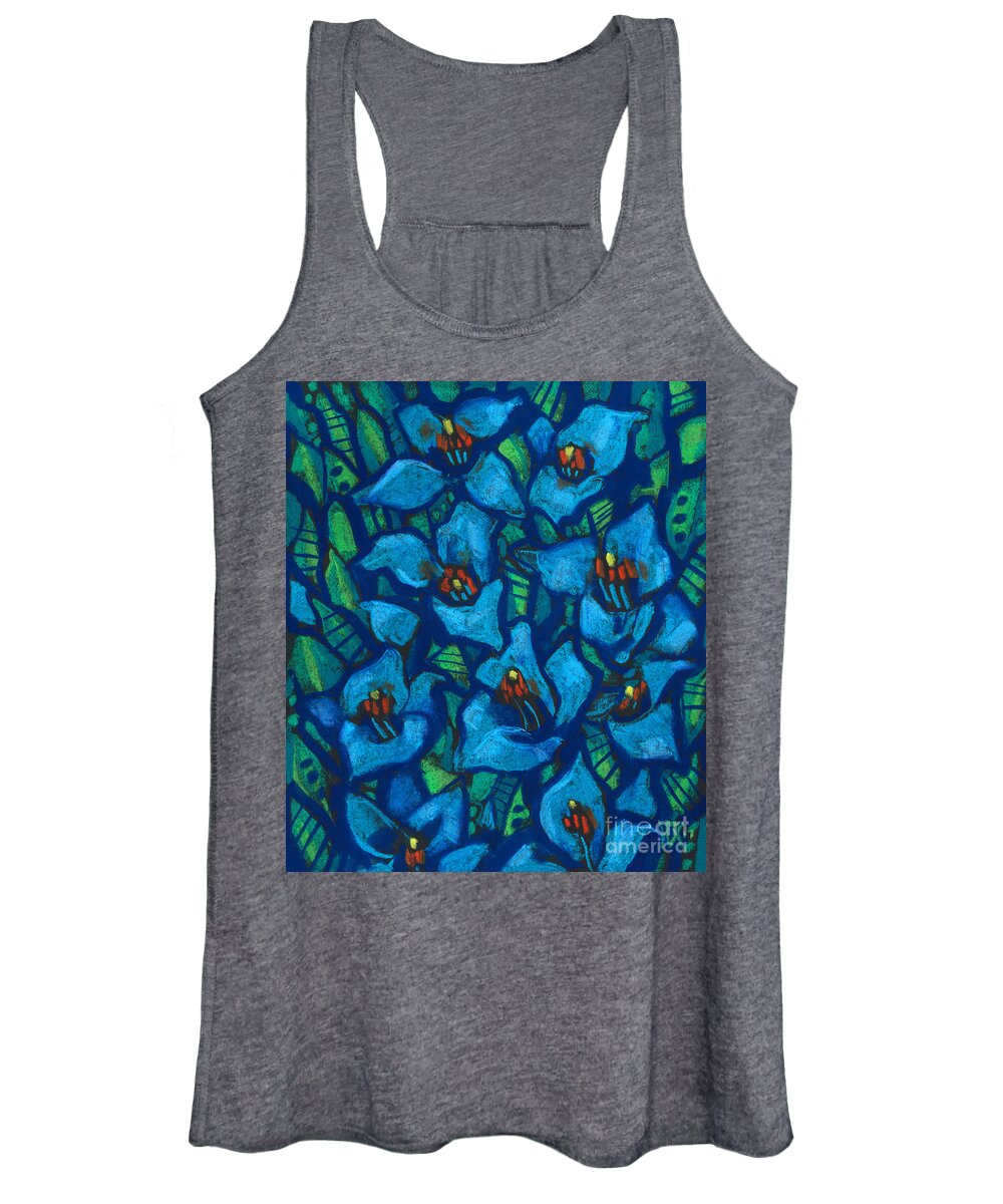 Electric Blue Women's Tank Top featuring the painting The Blue Puya by Julia Khoroshikh