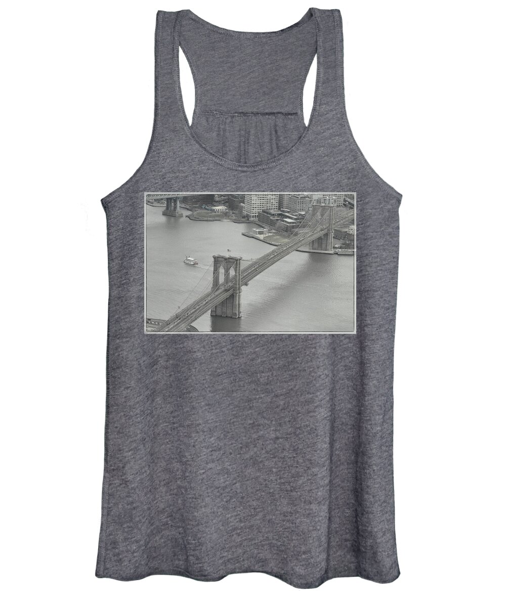 Brooklyn Bridge Women's Tank Top featuring the photograph The Brooklyn Bridge From Above by Dyle Warren
