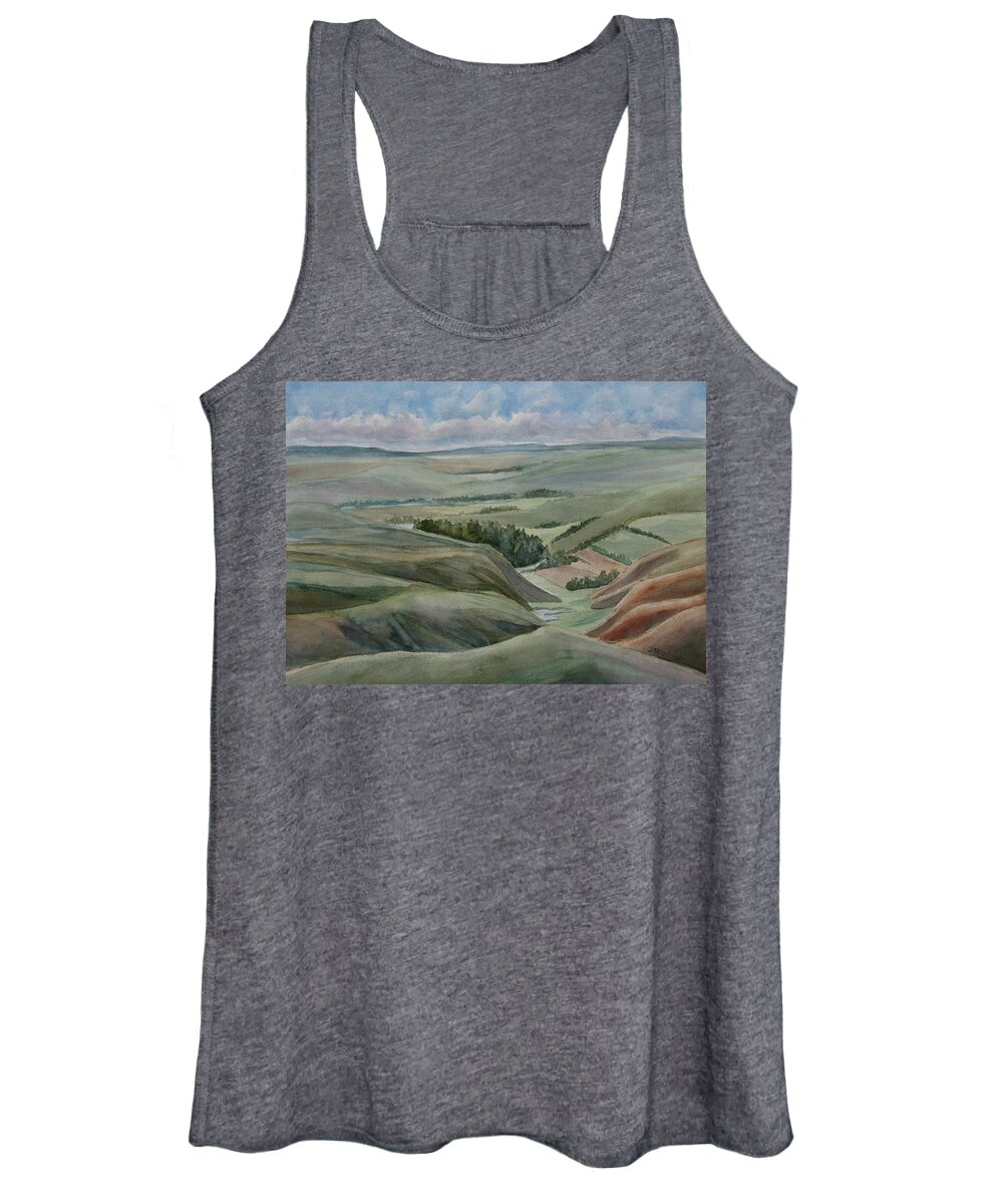 Montana Women's Tank Top featuring the painting The Corrugated Plain by Jenny Armitage