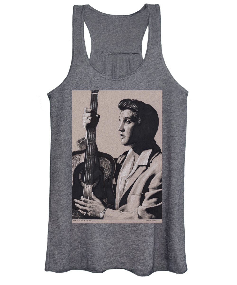 Elvis Women's Tank Top featuring the drawing The Days of innocence by Rob De Vries