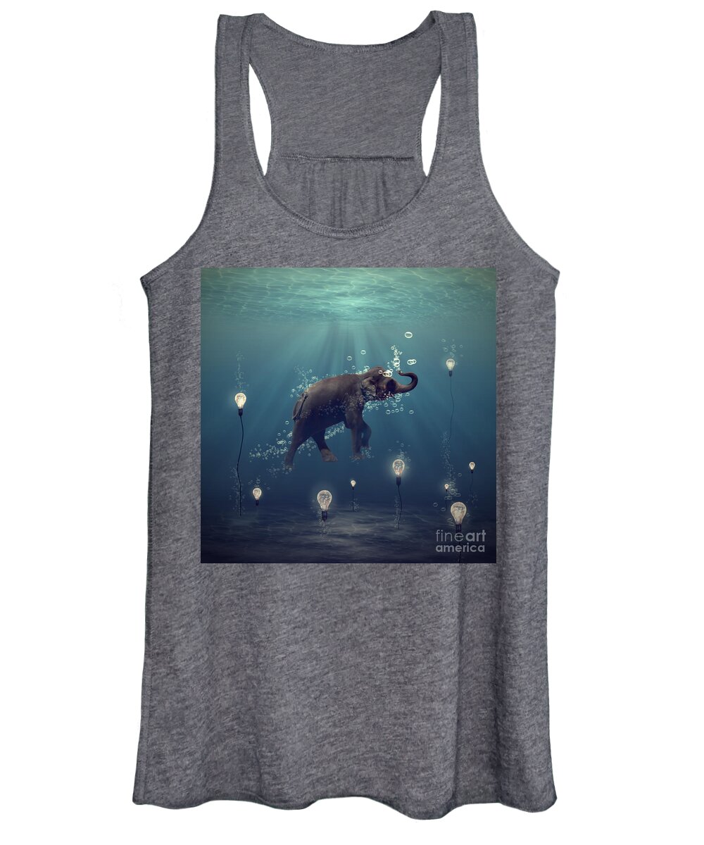 Elephant Women's Tank Top featuring the photograph The dreamer by Martine Roch